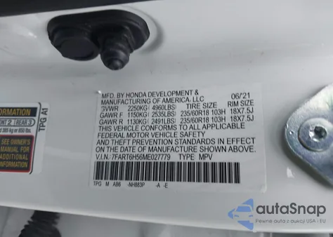 2021 Honda Cr-V Hybrid Ex z USA, uszkodzony, nr VIN 7FART6H56ME027779